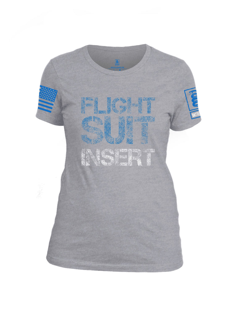 Battleraddle Flight Suit Insert Blue Sleeve Print Womens Cotton Crew Neck T Shirt