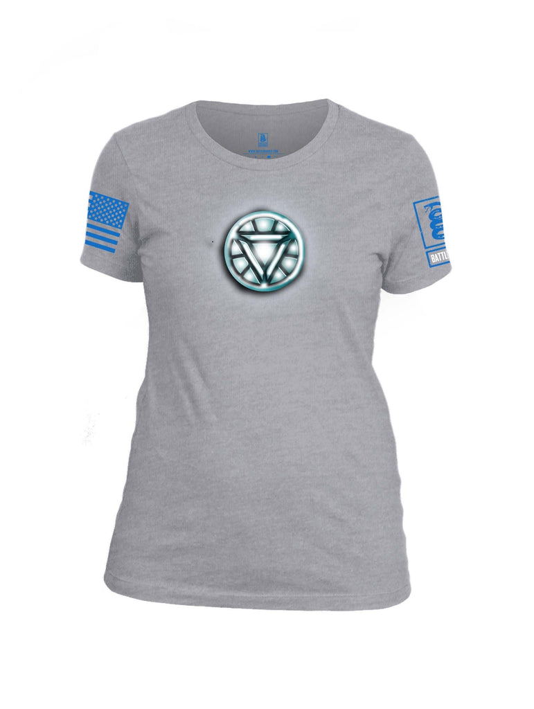 Battleraddle Iron Stark Chest ARC Reactor Blue Sleeve Print Womens Cotton Crew Neck T Shirt shirt|custom|veterans|Apparel-Womens T Shirt-cotton
