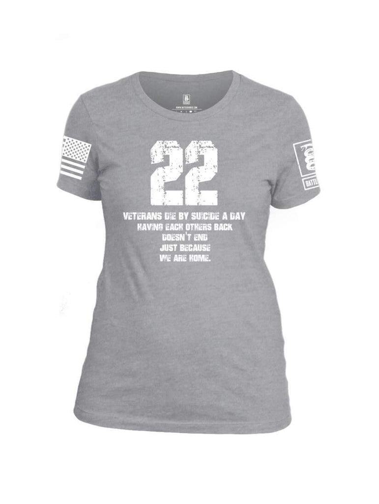 Battleraddle 22 Veterans Die By Suicide A Day White Sleeve Print Womens Cotton Crew Neck T Shirt shirt|custom|veterans|Apparel-Womens T Shirt-cotton