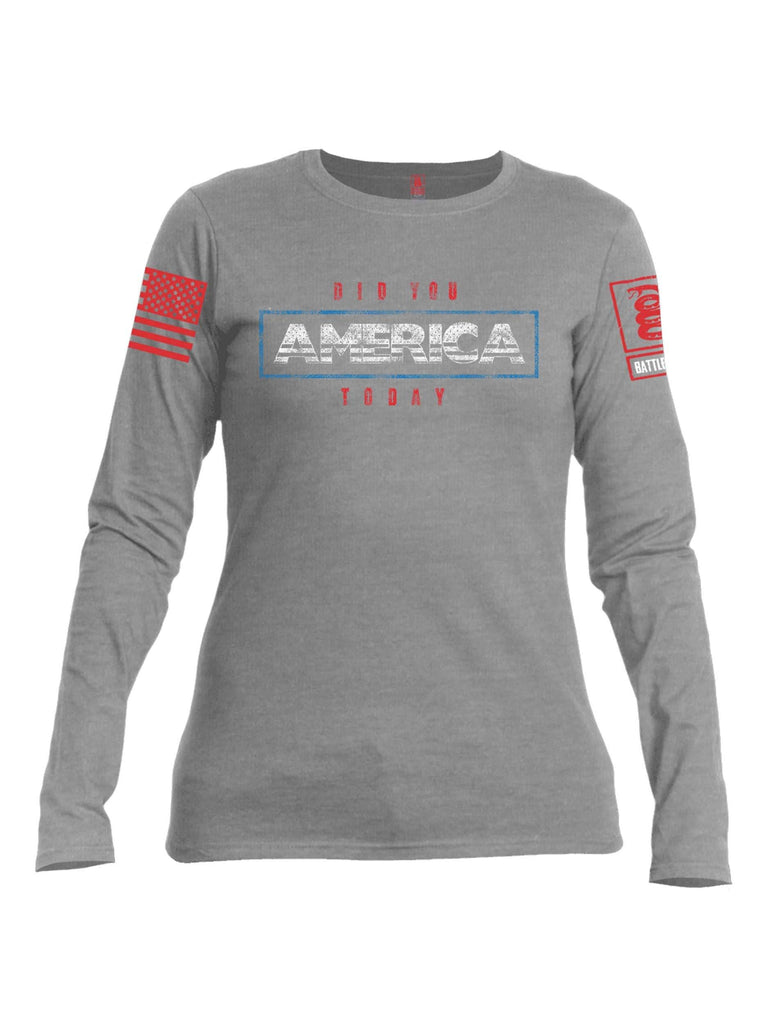 Battleraddle Did You America Today V1 Red Sleeve Print Womens Cotton Long Sleeve Crew Neck T Shirt shirt|custom|veterans|Women-Long Sleeves Crewneck Shirt
