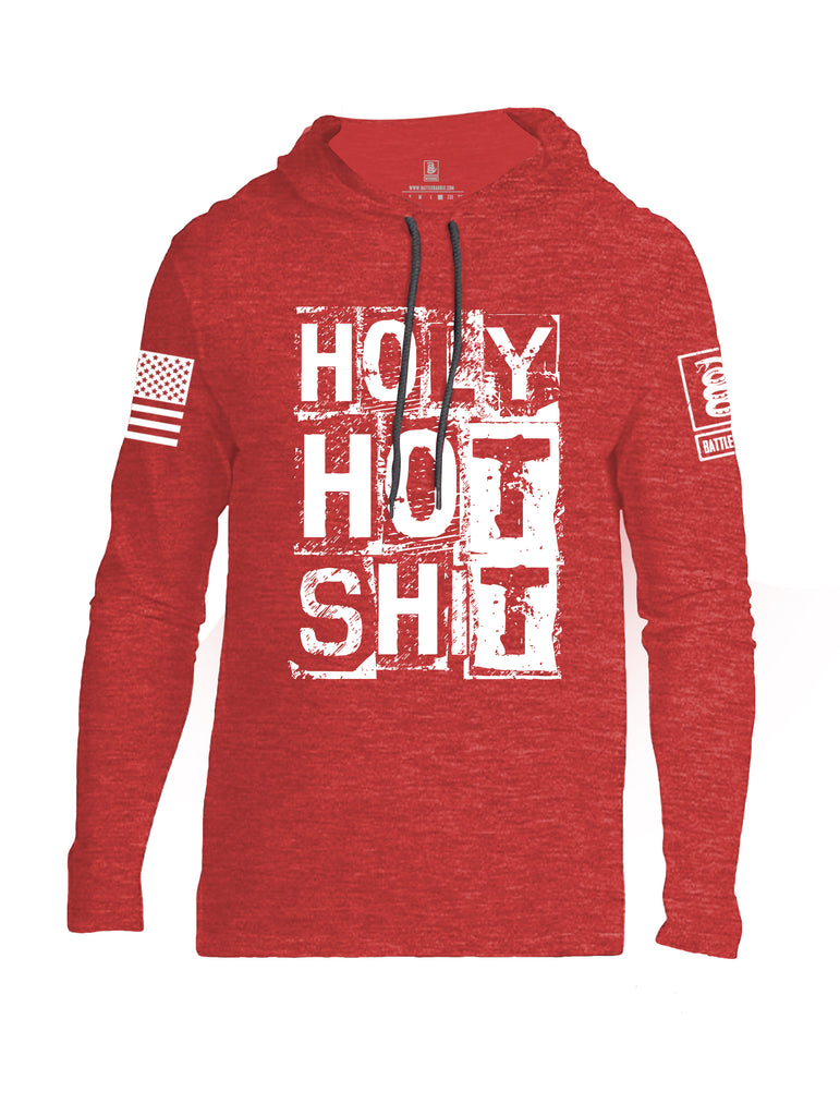 Battleraddle Holy Hot Shit White Sleeve Print Mens Thin Cotton Lightweight Hoodie