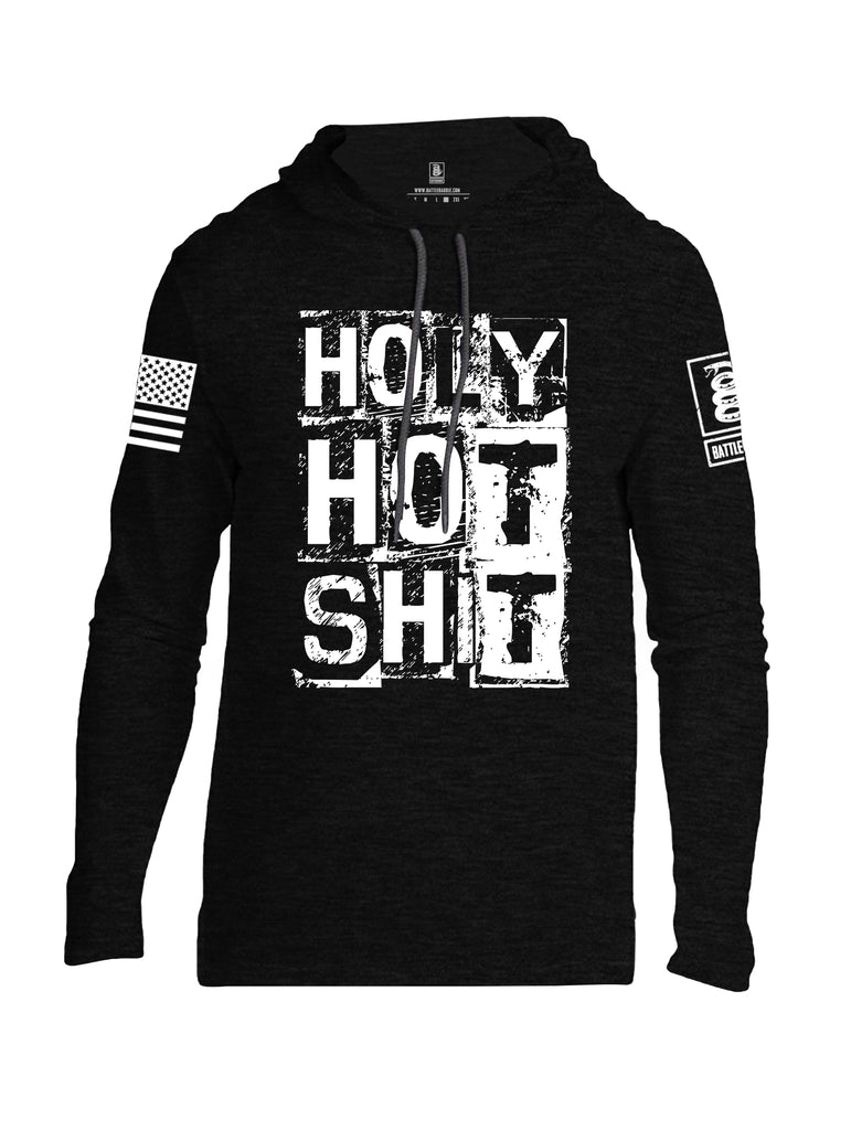 Battleraddle Holy Hot Shit White Sleeve Print Mens Thin Cotton Lightweight Hoodie
