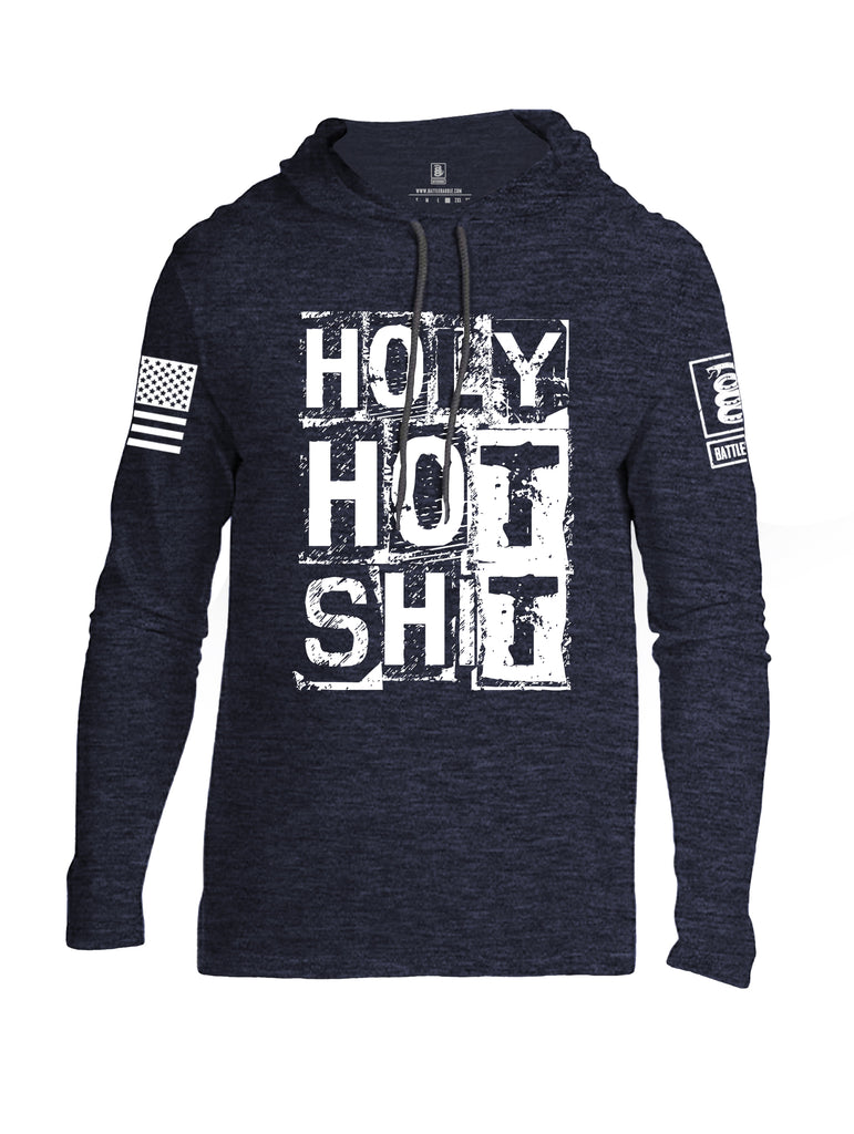 Battleraddle Holy Hot Shit White Sleeve Print Mens Thin Cotton Lightweight Hoodie