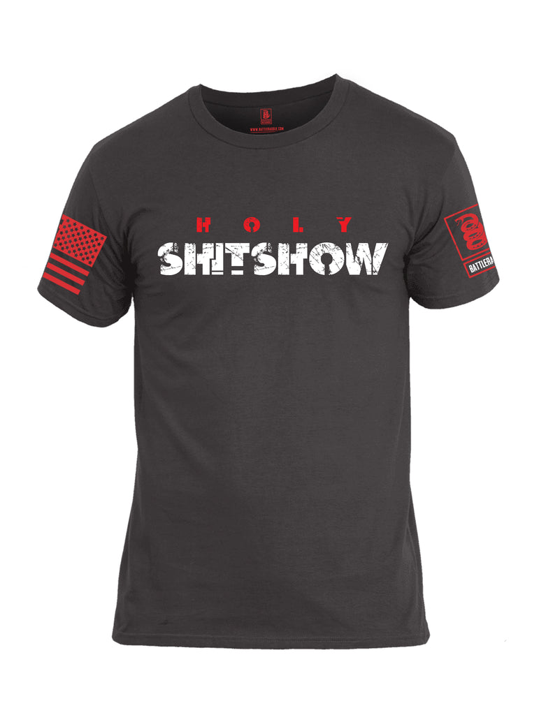 Battleraddle Holy Shitshow Red Sleeve Print Mens Cotton Crew Neck T Shirt