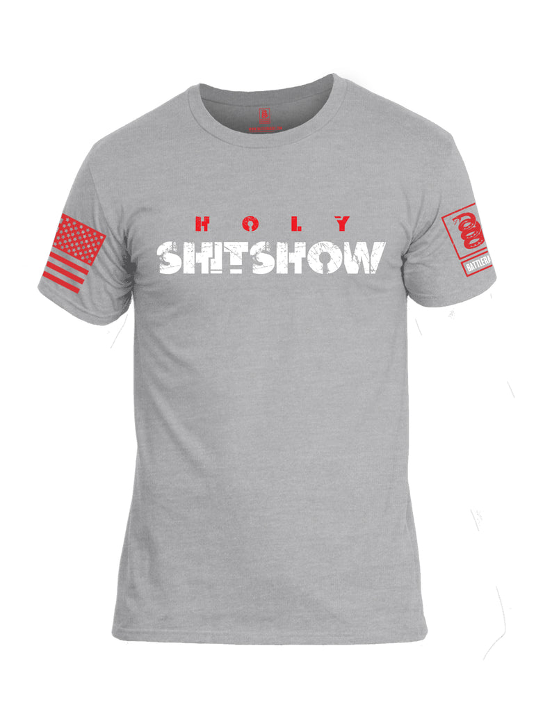 Battleraddle Holy Shitshow Red Sleeve Print Mens Cotton Crew Neck T Shirt