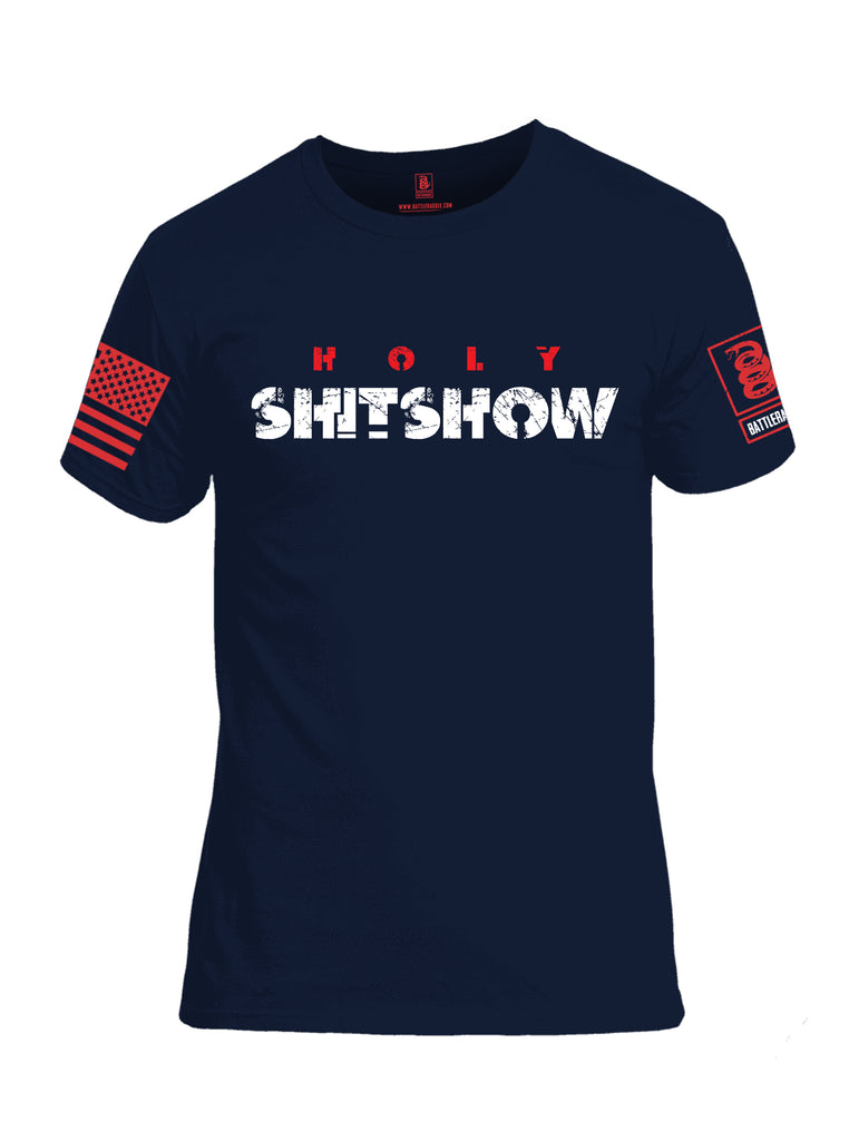 Battleraddle Holy Shitshow Red Sleeve Print Mens Cotton Crew Neck T Shirt