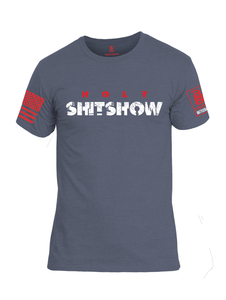 Battleraddle Holy Shitshow Red Sleeve Print Mens Cotton Crew Neck T Shirt