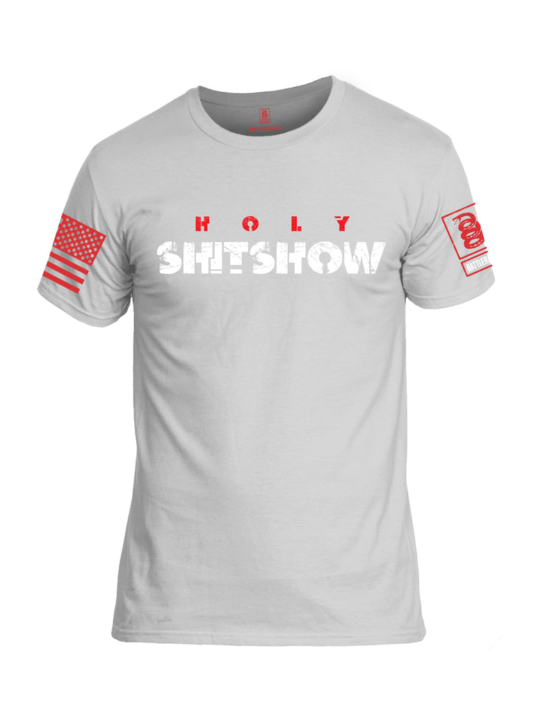 Battleraddle Holy Shitshow Red Sleeve Print Mens Cotton Crew Neck T Shirt