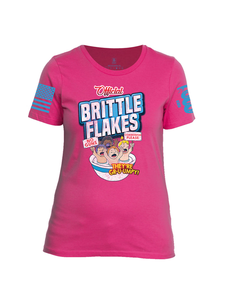 Battleraddle Official Brittle Flakes No Guns Communism Please They're Grumpy Blue Sleeve Print Womens Cotton Crew Neck T Shirt