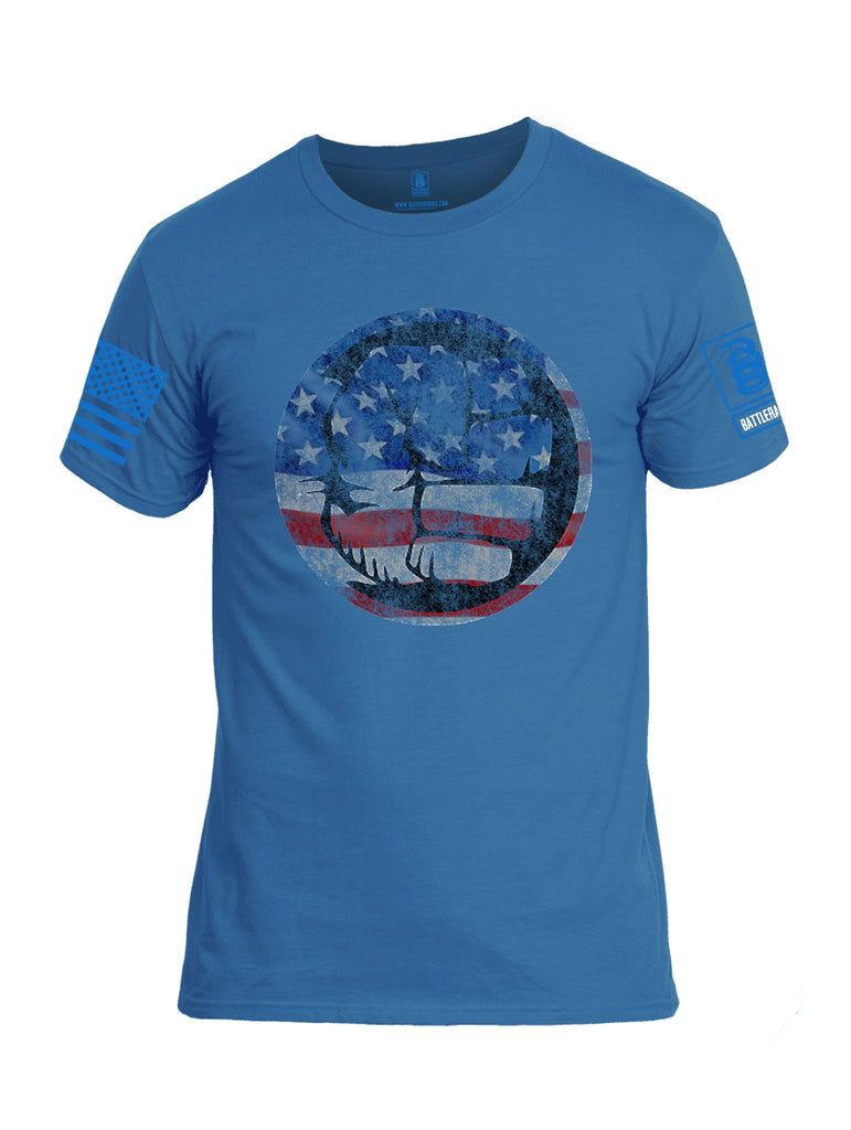 Battleraddle Super Smash Fist Flag Blue Sleeve Print Mens 100% Battlefit Polyester Crew Neck T Shirt