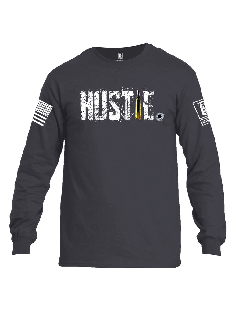 Battleraddle Battleraddle Hustle White Sleeve Print Mens Cotton Long Sleeve Crew Neck T Shirt