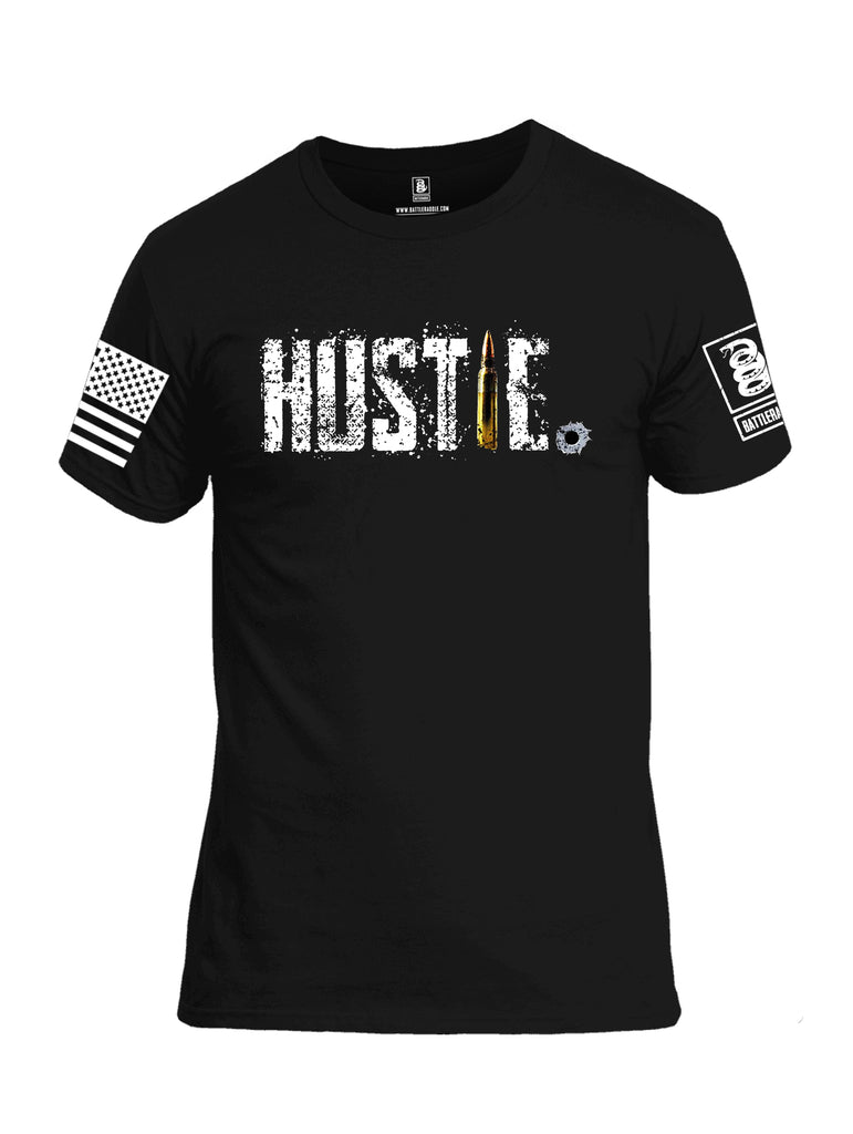 Battleraddle Hustle White Sleeve Print Mens Cotton Crew Neck T Shirt