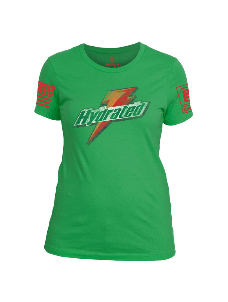 Battleraddle Hydrated Red Sleeve Print V2 Womens Cotton Crew Neck T Shirt