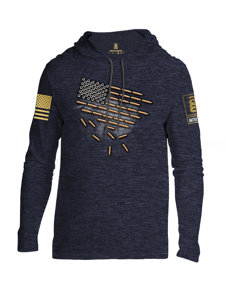 Battleraddle Bullet Flag Brass Sleeve Print Mens Thin Cotton Lightweight Hoodie