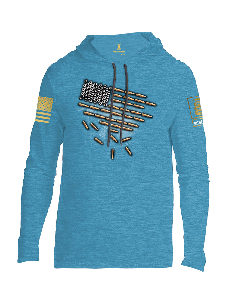 Battleraddle Bullet Flag Brass Sleeve Print Mens Thin Cotton Lightweight Hoodie