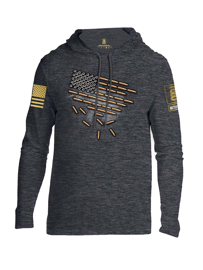 Battleraddle Bullet Flag Brass Sleeve Print Mens Thin Cotton Lightweight Hoodie