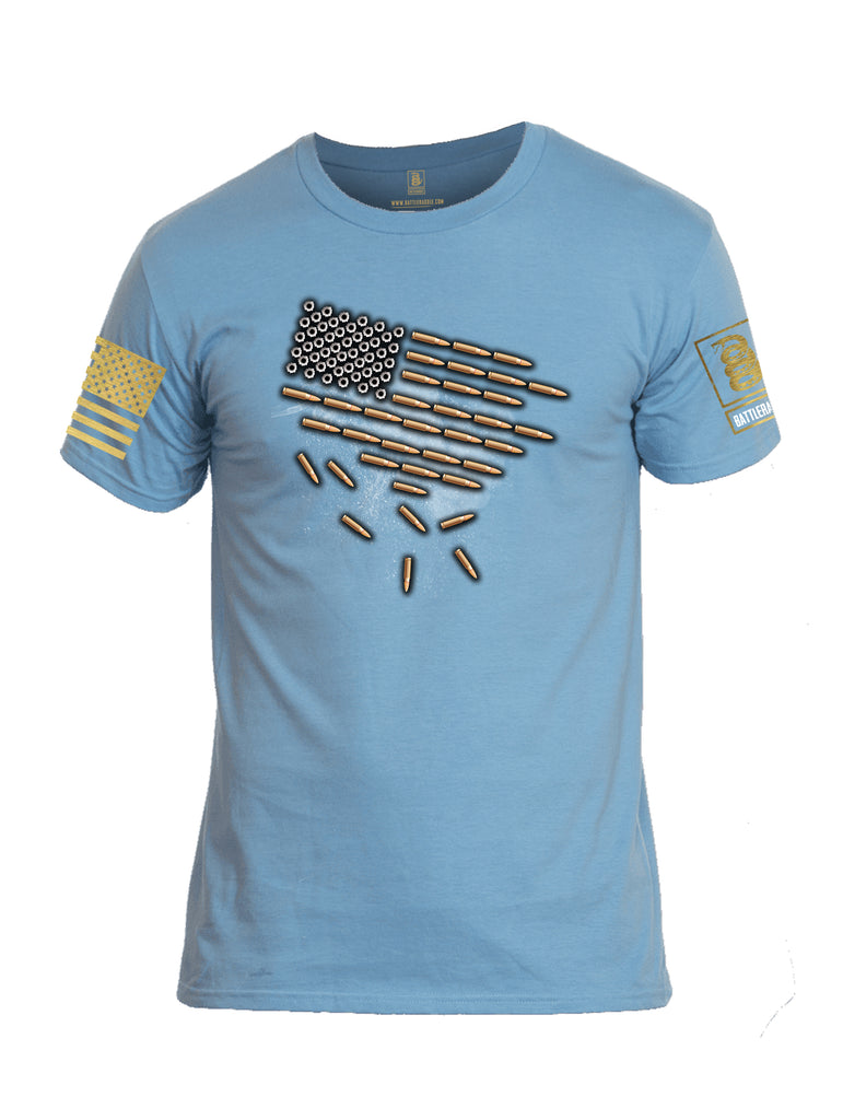 Battleraddle Bullet Flag Brass Sleeve Print Mens Cotton Crew Neck T Shirt