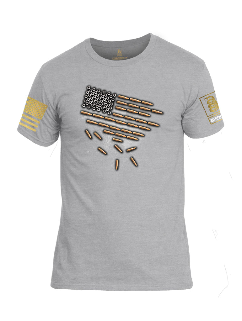 Battleraddle Bullet Flag Brass Sleeve Print Mens Cotton Crew Neck T Shirt