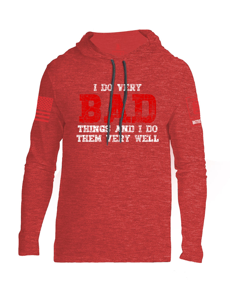 Battleraddle I Do Very Bad Things And I Do Them Very Well Red Sleeve Print Mens Thin Cotton Lightweight Hoodie