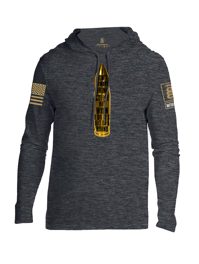 Battleraddle I Dont Always Drink Coffee Brass Sleeve Print Mens Thin Cotton Lightweight Hoodie