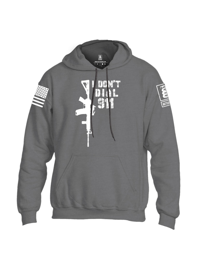 Battleraddle I Dont Dial 911 White Sleeve Print Mens Blended Hoodie With Pockets