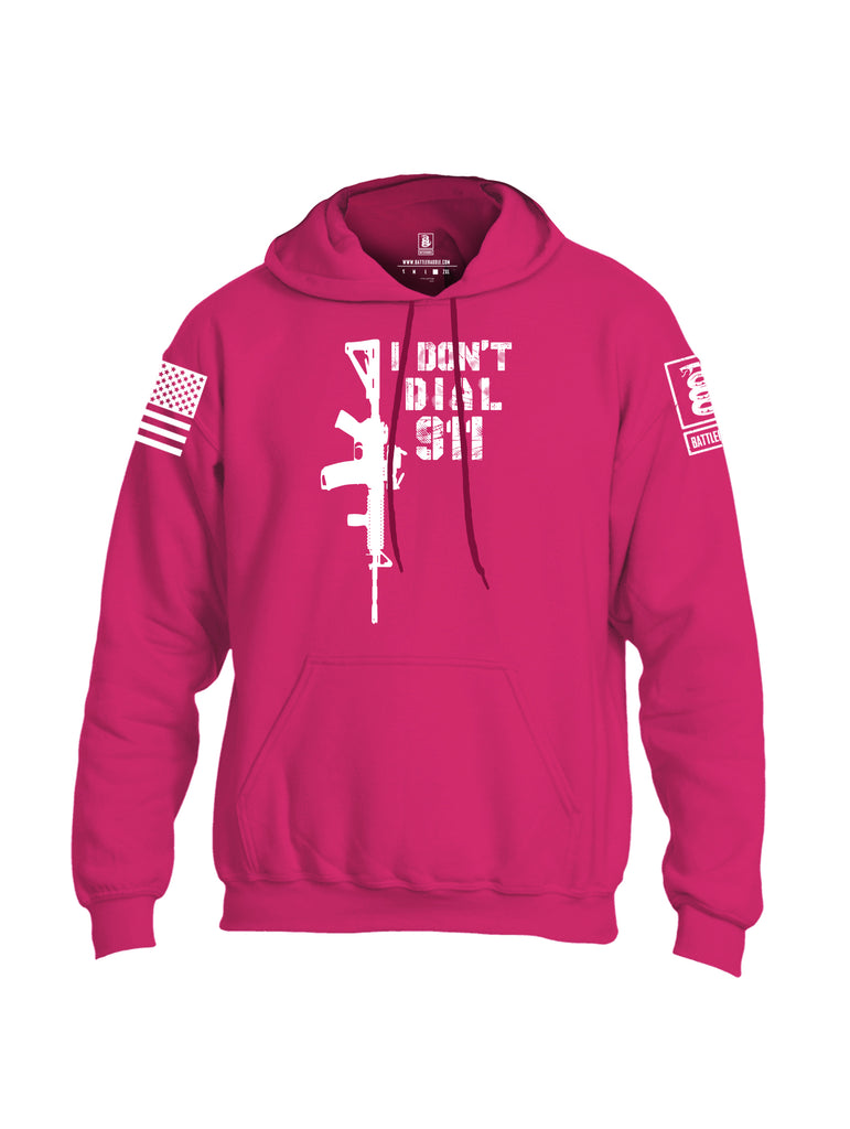 Battleraddle I Dont Dial 911 White Sleeve Print Mens Blended Hoodie With Pockets