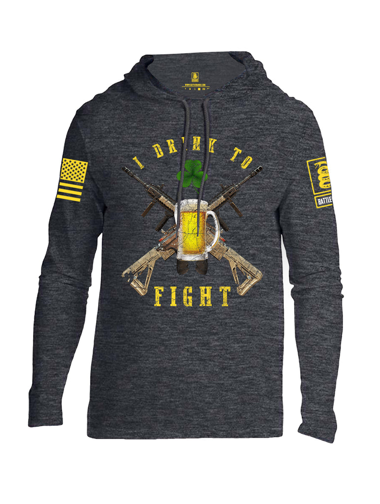 Battleraddle I Drink To Fight Yellow Sleeve Print Mens Thin Cotton Lightweight Hoodie