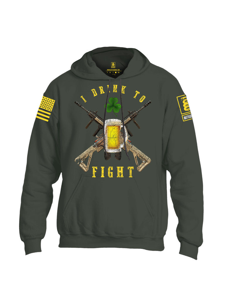 Battleraddle I Drink To Fight Yellow Sleeve Print Mens Blended Hoodie With Pockets