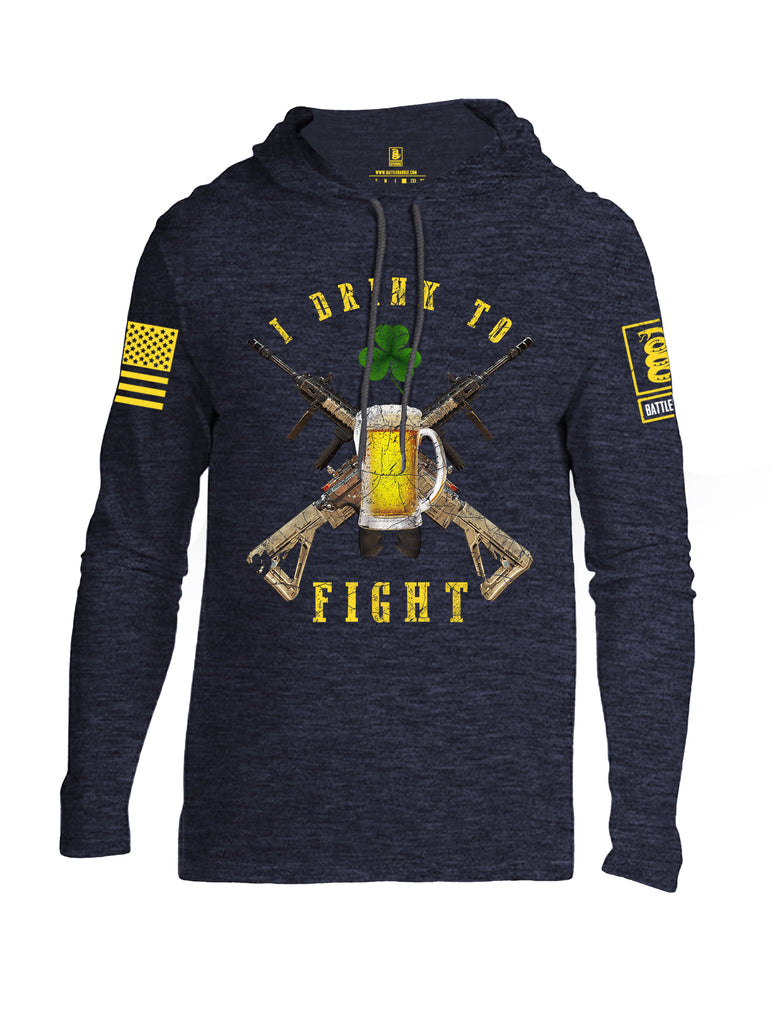 Battleraddle I Drink To Fight Yellow Sleeve Print Mens Thin Cotton Lightweight Hoodie