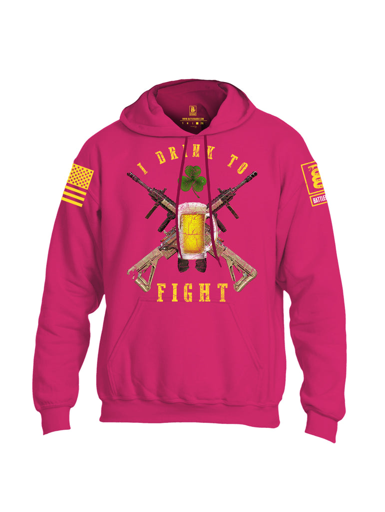 Battleraddle I Drink To Fight Yellow Sleeve Print Mens Blended Hoodie With Pockets