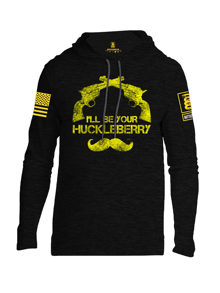 Battleraddle I'll Be Your Huckleberry Yellow Sleeve Print Mens Thin Cotton Lightweight Hoodie