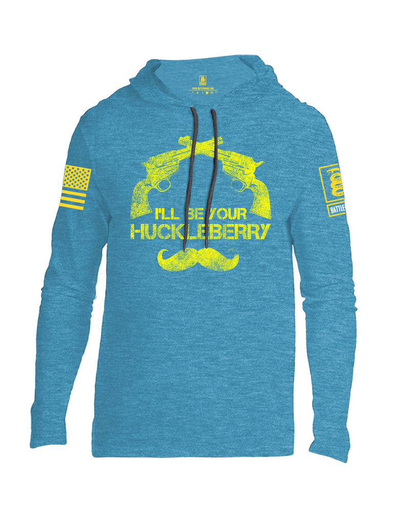 Battleraddle I'll Be Your Huckleberry Yellow Sleeve Print Mens Thin Cotton Lightweight Hoodie