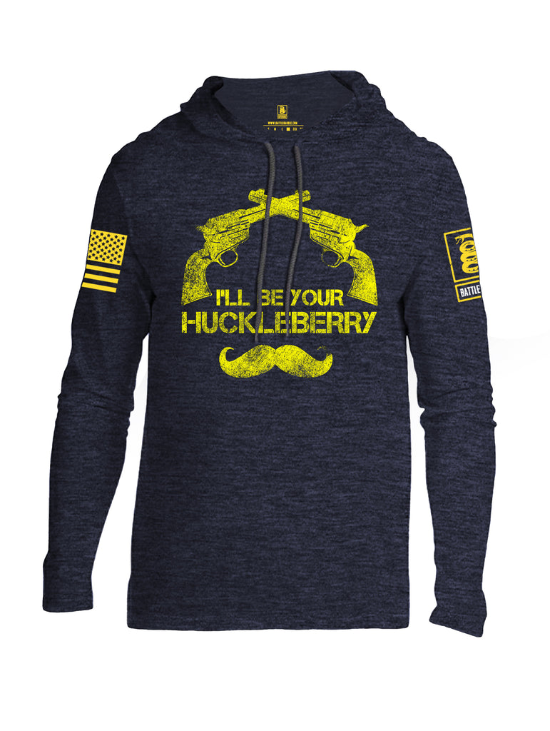Battleraddle I'll Be Your Huckleberry Yellow Sleeve Print Mens Thin Cotton Lightweight Hoodie