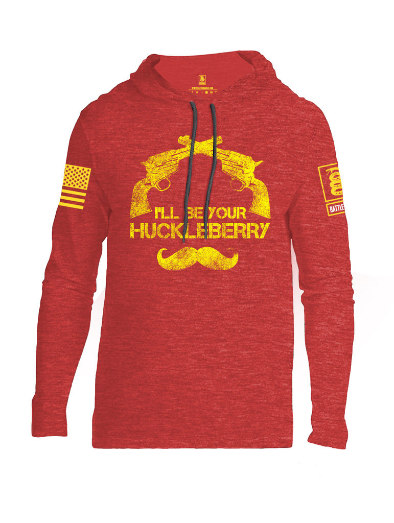 Battleraddle I'll Be Your Huckleberry Yellow Sleeve Print Mens Thin Cotton Lightweight Hoodie