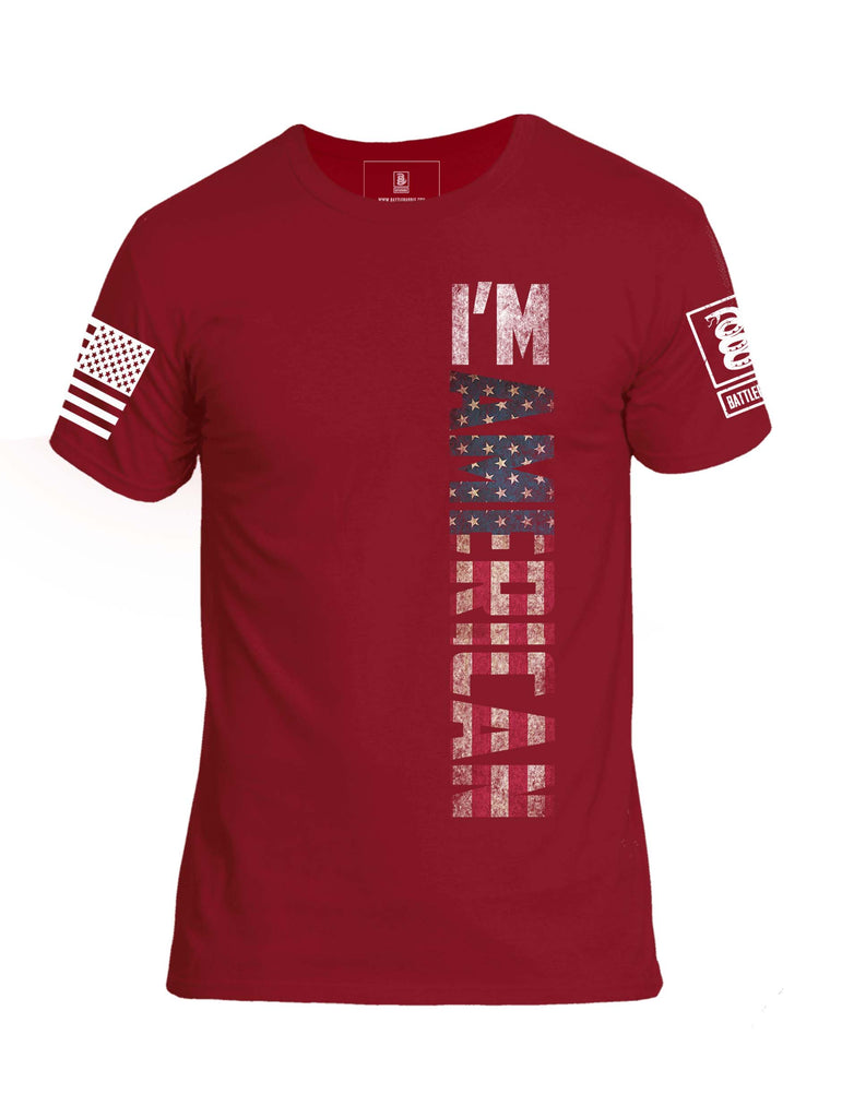 Battleraddle I'm American Mens Crew Neck Cotton T Shirt