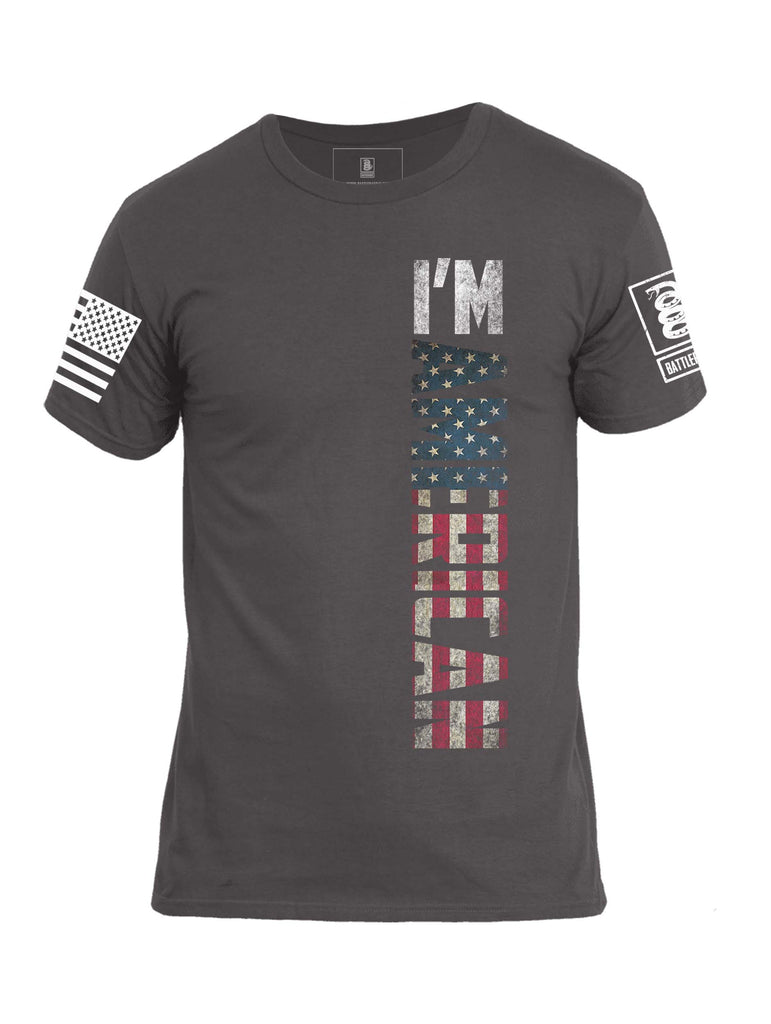 Battleraddle I'm American Mens Crew Neck Cotton T Shirt