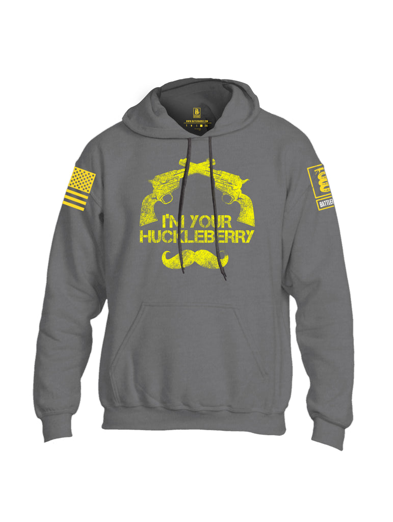Battleraddle I'm Your Huckleberry Yellow Sleeve Print Mens Blended Hoodie With Pockets