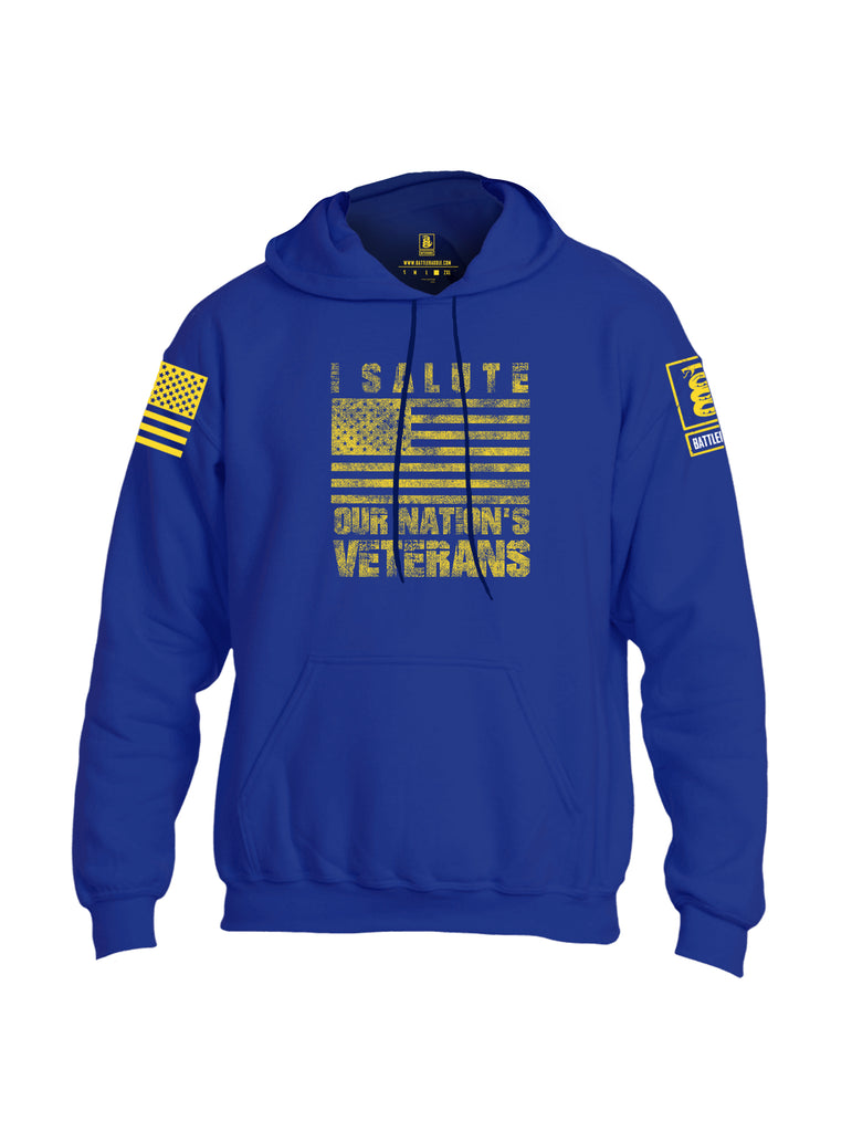 Battleraddle I Salute Our Nations Veterans Yellow Sleeve Print Mens Blended Hoodie With Pockets