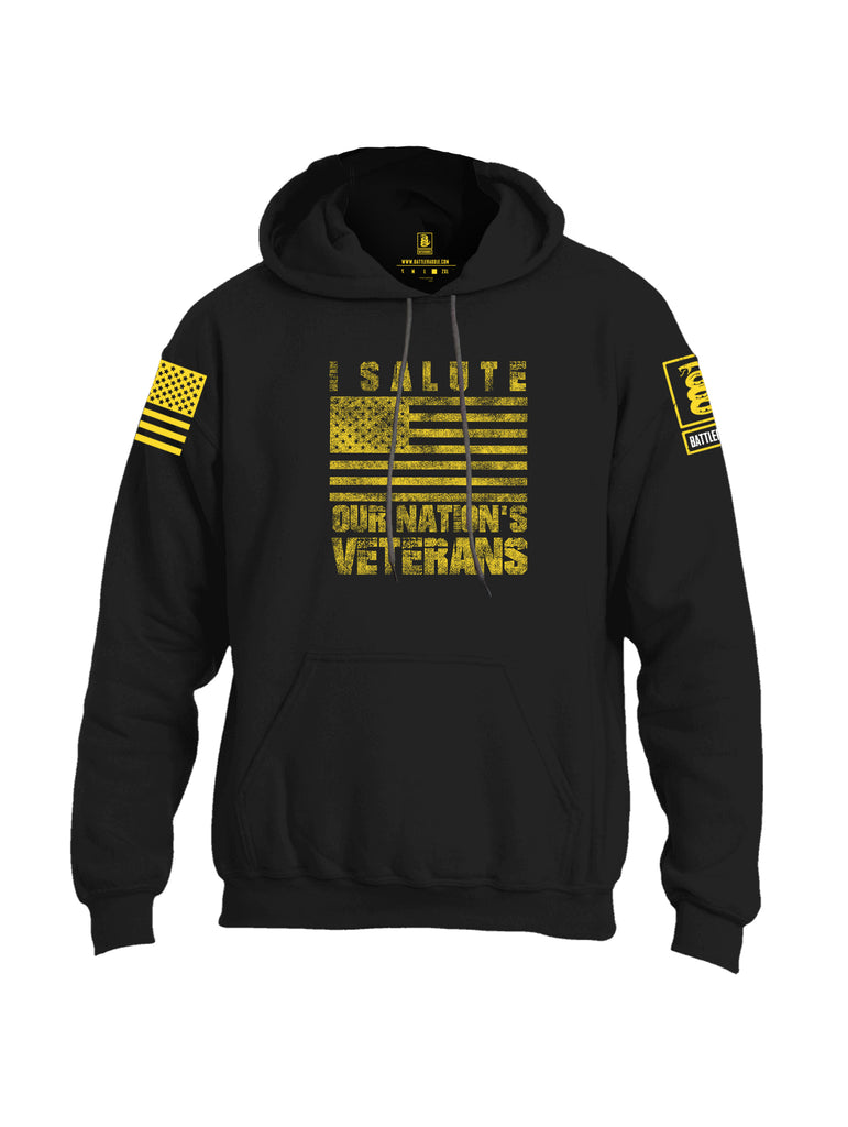 Battleraddle I Salute Our Nations Veterans Yellow Sleeve Print Mens Blended Hoodie With Pockets