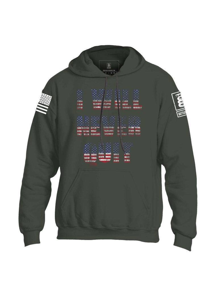 Battleraddle I Will Never Quit Mens Blended Hoodie With Pockets