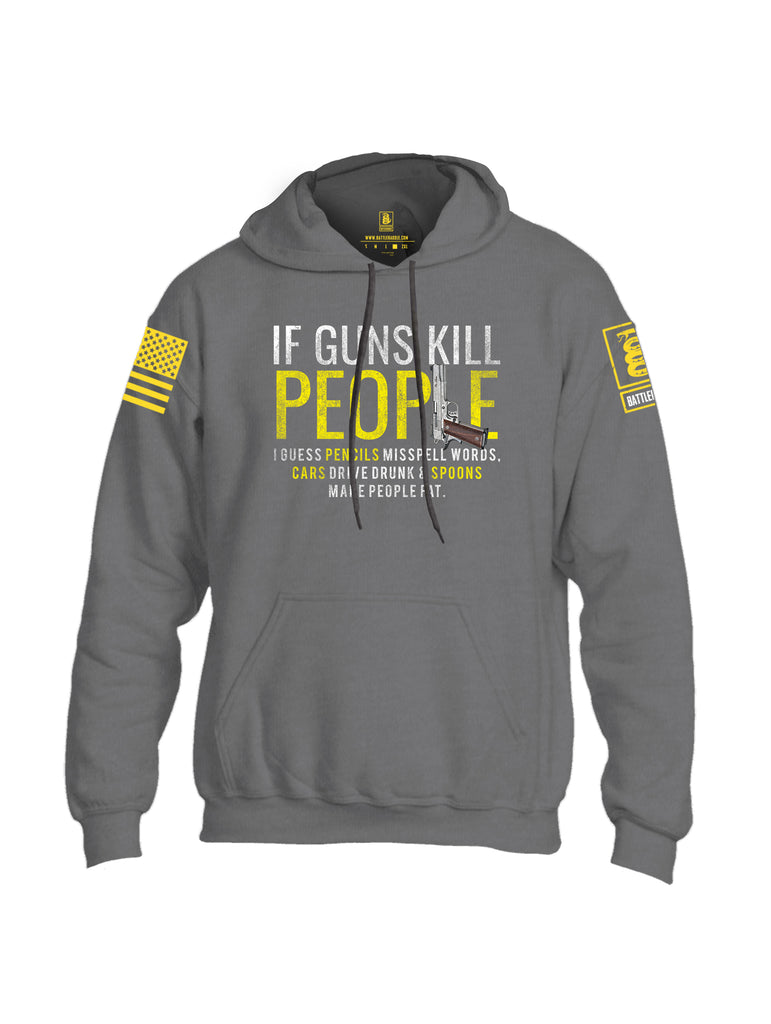 Battleraddle If Guns Kill People Yellow Sleeve Print Mens Blended Hoodie With Pockets