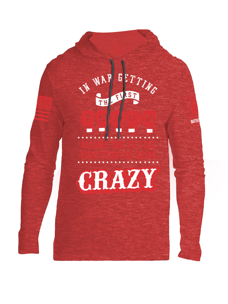 Battleraddle In War Getting The First Punch Allows You To Tell Your Story Of Being Crazy Orange Sleeve Print Mens Thin Cotton Lightweight Hoodie