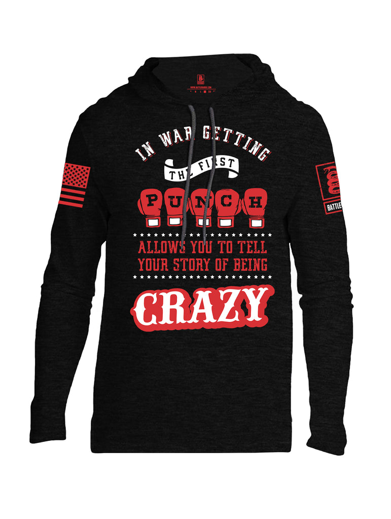 Battleraddle In War Getting The First Punch Allows You To Tell Your Story Of Being Crazy Orange Sleeve Print Mens Thin Cotton Lightweight Hoodie