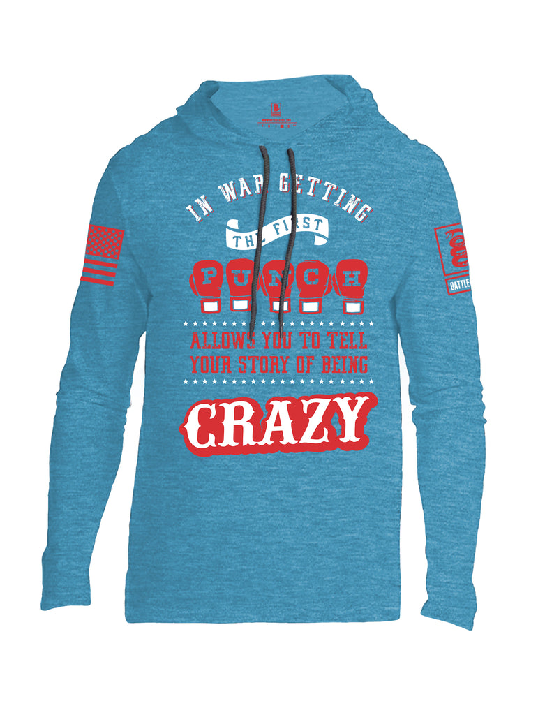 Battleraddle In War Getting The First Punch Allows You To Tell Your Story Of Being Crazy Orange Sleeve Print Mens Thin Cotton Lightweight Hoodie