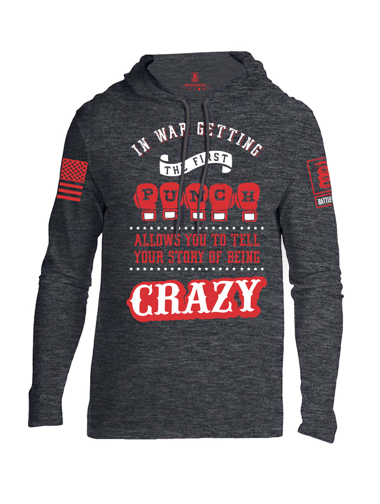 Battleraddle In War Getting The First Punch Allows You To Tell Your Story Of Being Crazy Orange Sleeve Print Mens Thin Cotton Lightweight Hoodie