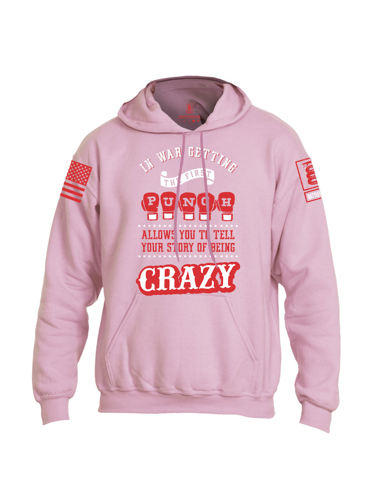 Battleraddle In War Getting The First Punch Allows You To Tell Your Story Of Being Crazy Orange Sleeve Print Mens Blended Hoodie With Pockets
