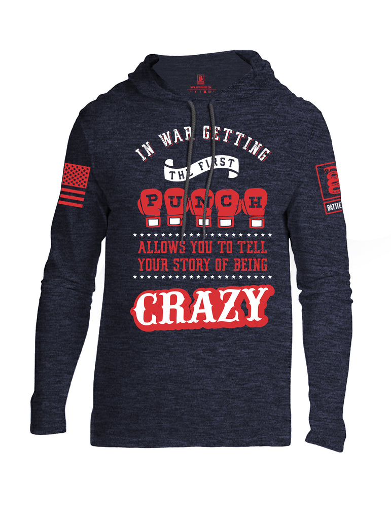 Battleraddle In War Getting The First Punch Allows You To Tell Your Story Of Being Crazy Orange Sleeve Print Mens Thin Cotton Lightweight Hoodie