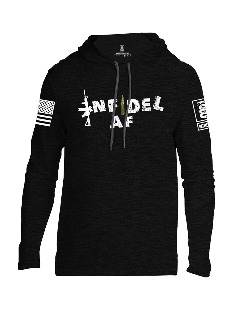 Battleraddle Infidel AF White Sleeve Print Mens Thin Cotton Lightweight Hoodie