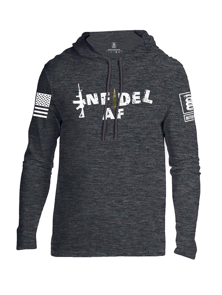 Battleraddle Infidel AF White Sleeve Print Mens Thin Cotton Lightweight Hoodie