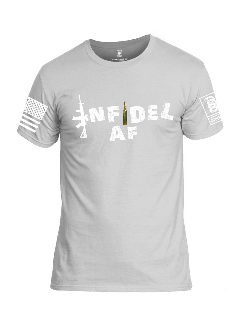 Battleraddle Infidel AF White Sleeve Print Mens Cotton Crew Neck T Shirt